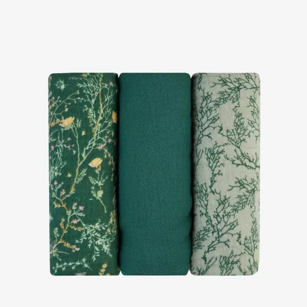 Kikka Boo muslin prekrivac Secret Garden Green 75x75cm - 3kom 