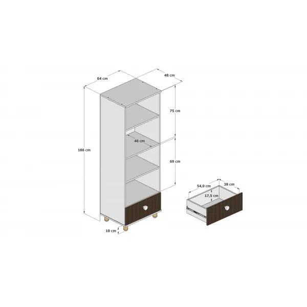 Polica za knjige Loft White 