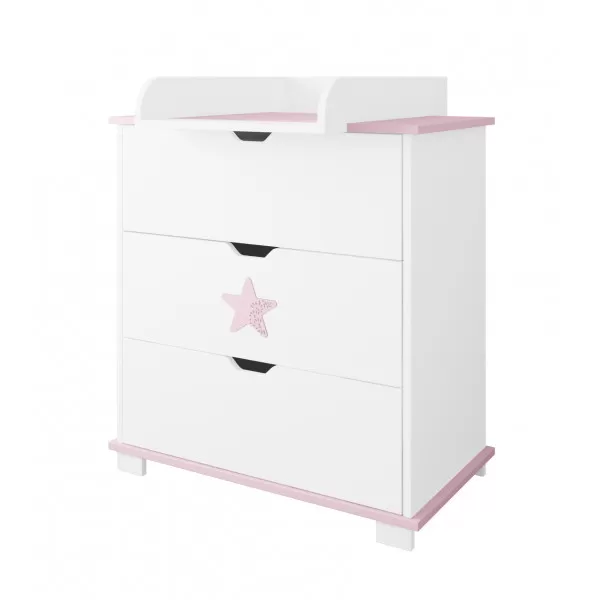Komoda za bebe Star - Pink 