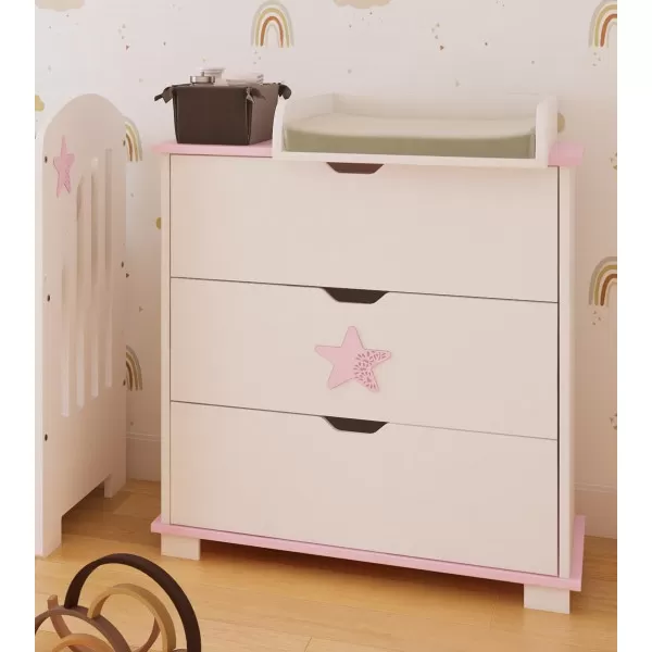 Komoda za bebe Star - Pink 