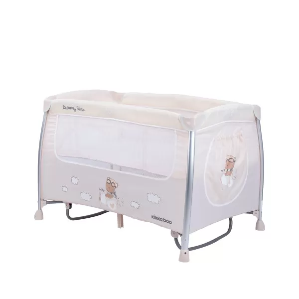 Prenosni krevetac Dreamy Bear sa funkcijom ljuljanja - 2 nivoa - bež 