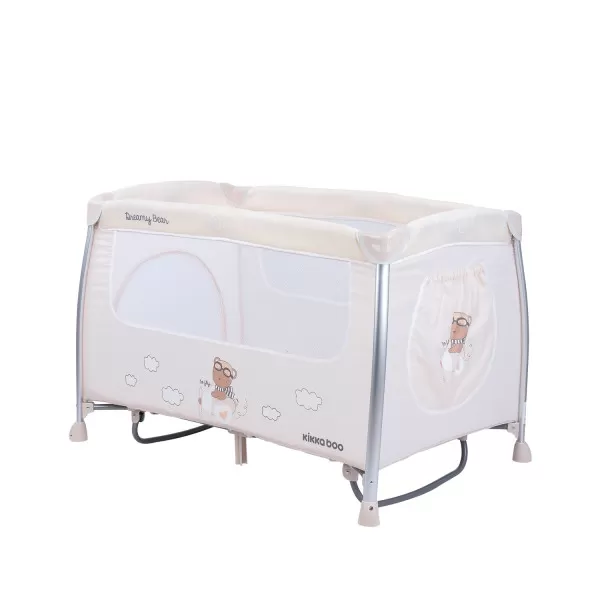 Prenosni krevetac Dreamy Bear sa funkcijom ljuljanja - 2 nivoa - bež 
