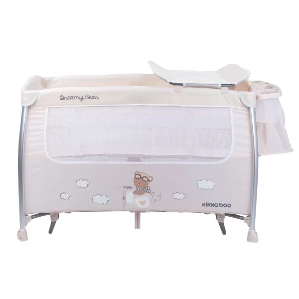 Prenosni krevetac Dreamy Bear sa funkcijom ljuljanja - 2 nivoa - bež 