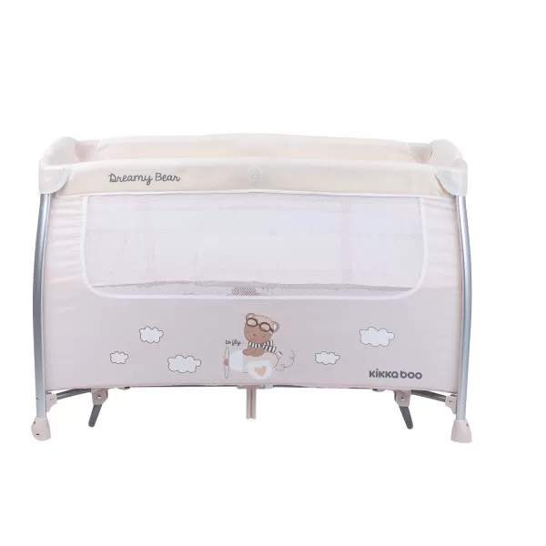 Prenosni krevetac Dreamy Bear sa funkcijom ljuljanja - 2 nivoa - bež 