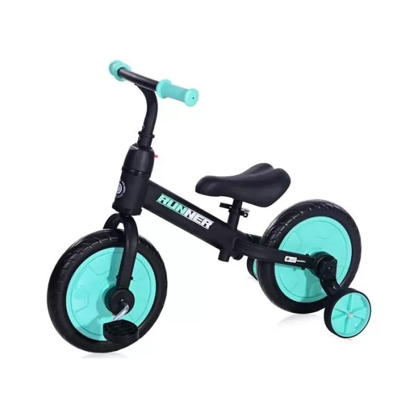 Balance bike Runner 2u1 Black&Tourquoise 