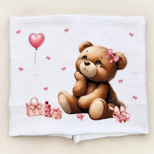 Muslin prekrivac Meda Roze 120x120cm - cetvoroslojni 
