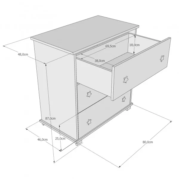 Komoda za bebe Classic Grey 
