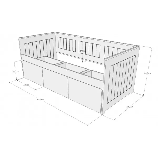 Krevet HOMNES 200x90cm sa fiokama 