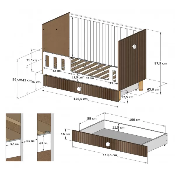 Krevetić LOFT Natur-White 