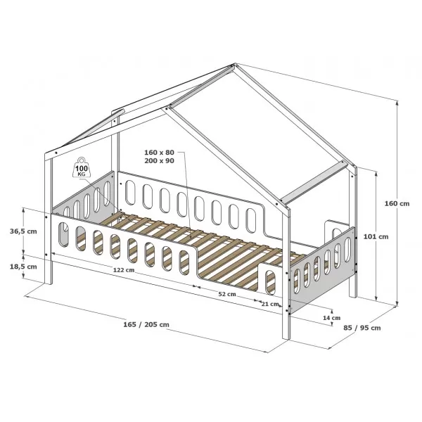 Krevet Leo 200x90cm sa krovom 