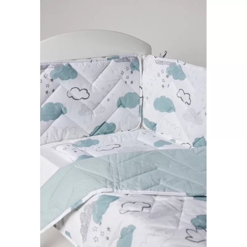 Posteljina sa ogradicom Oblak- Plava 