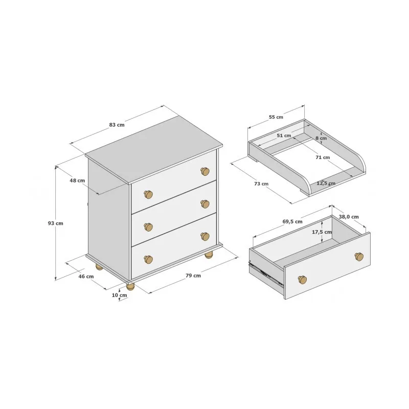 Komoda za bebe Lumi Cashmere 