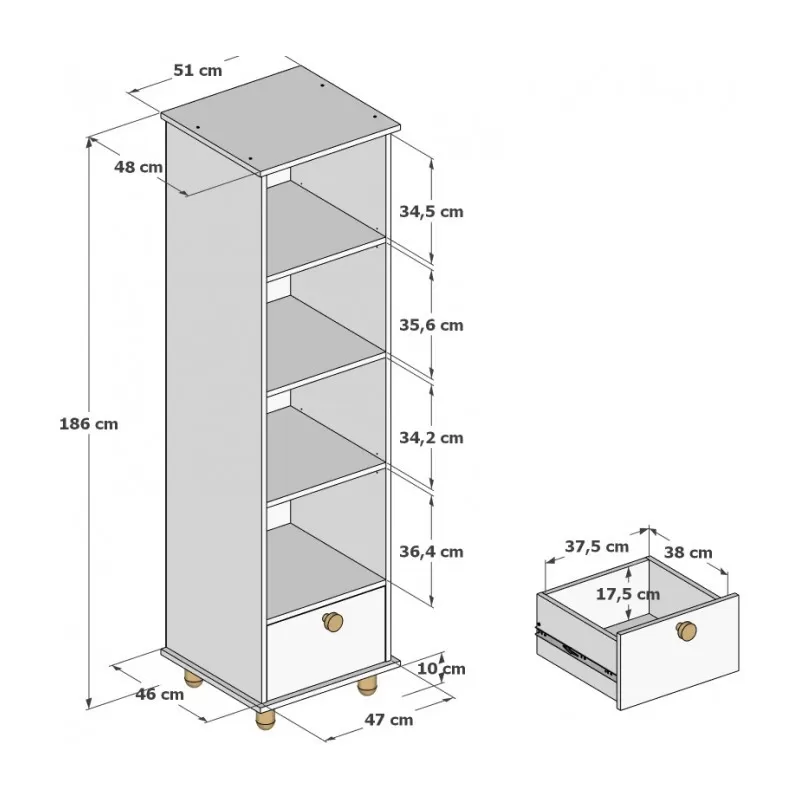 Polica za knjige Lumi Mint 