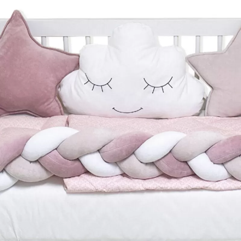 Posteljina sa Pletenicom Bambino Lux puder roze 