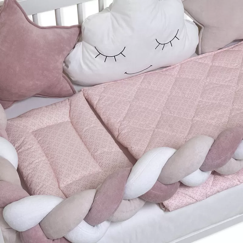 Posteljina sa Pletenicom Bambino Lux puder roze 