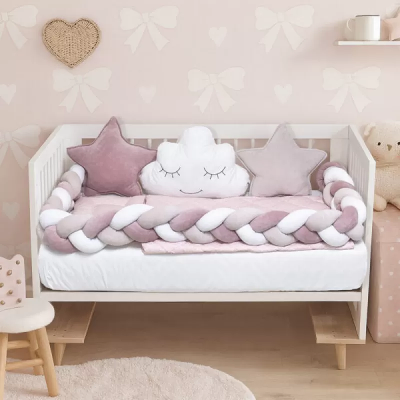 Posteljina sa Pletenicom Bambino Lux puder roze 