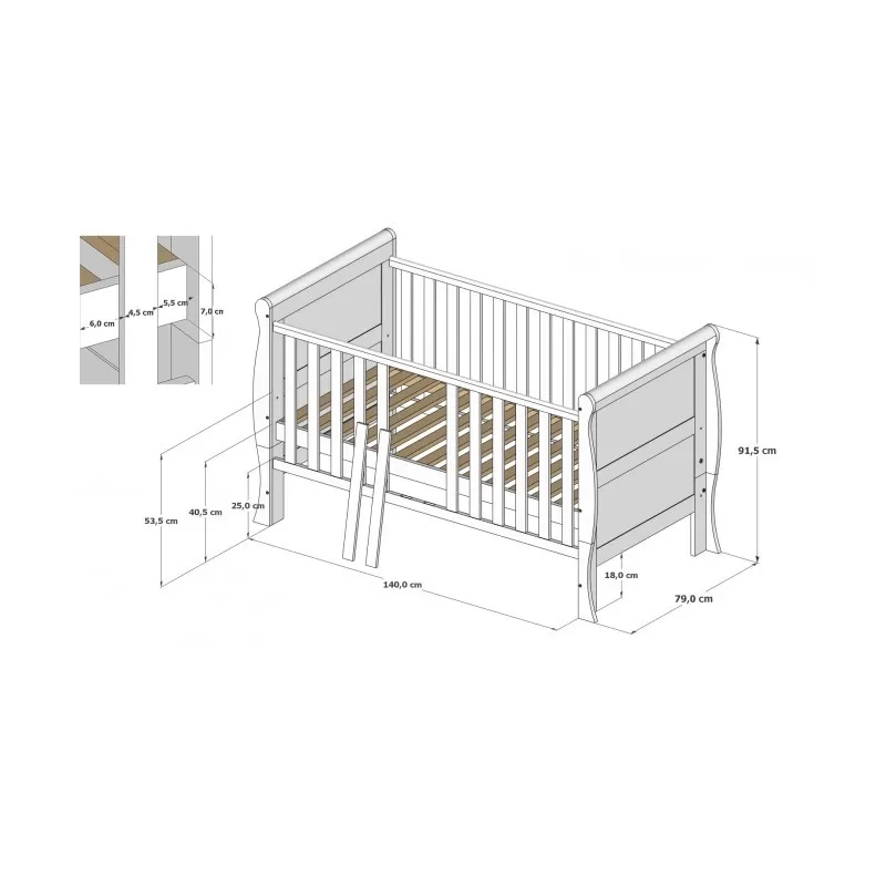 Krevetić Scarlet 140x70cm grey 