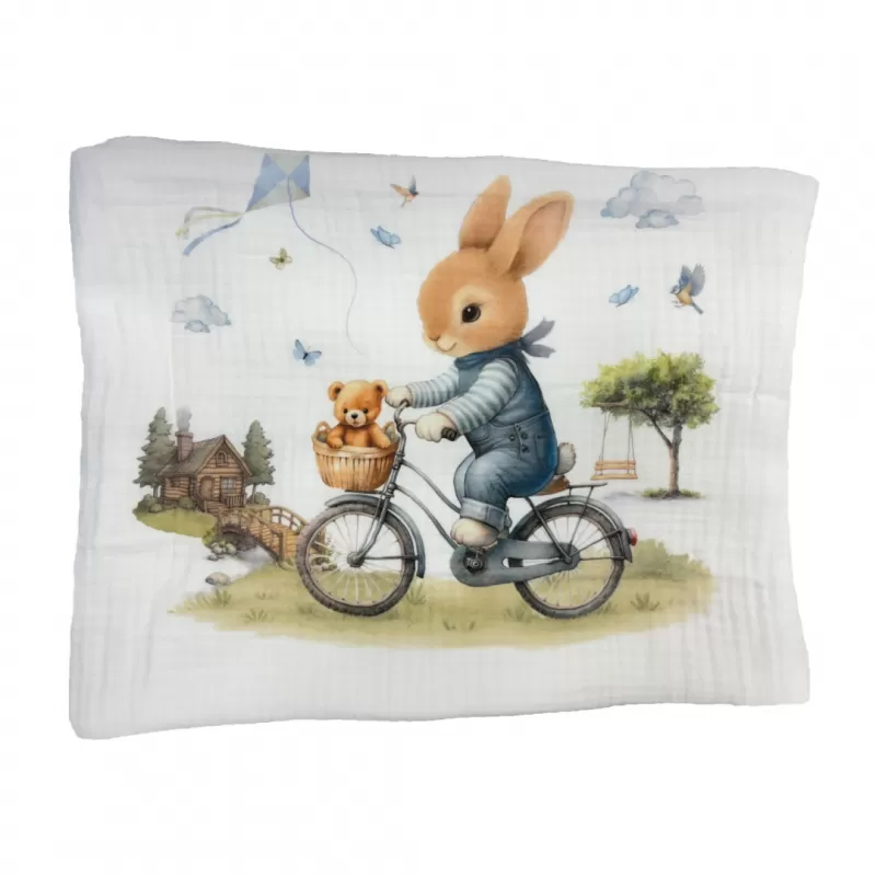 Muslin prerkivac Plavi Zeka 120x120cm - četvoroslojni 