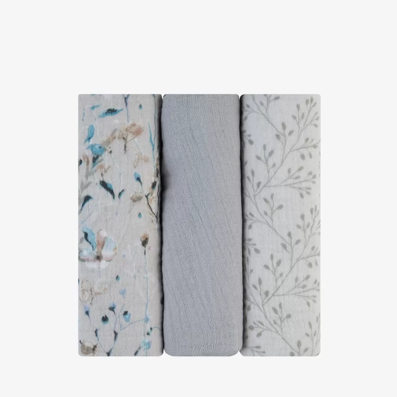 Kikka Boo muslin prekrivac Dreamy Fields Grey 75x75cm - 3kom 