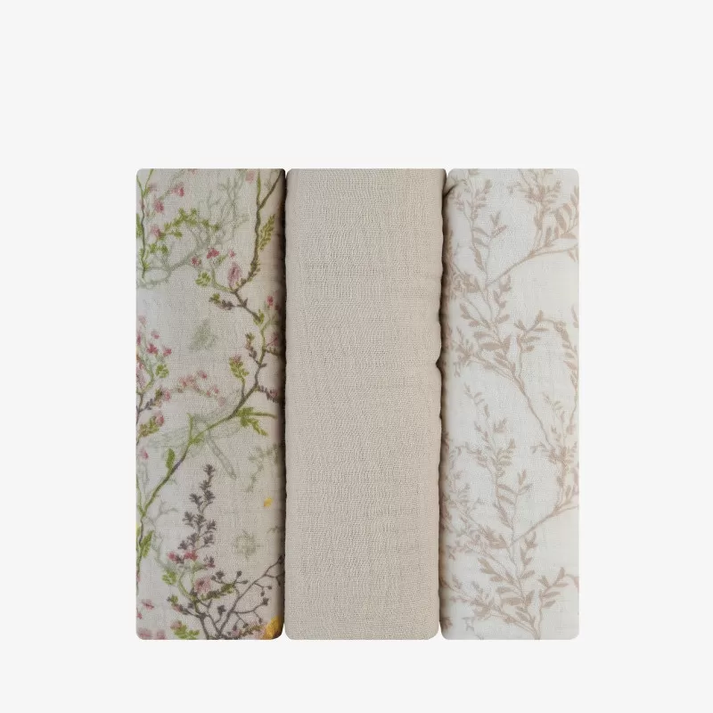 Kikka Boo muslin prekrivac Secret Garden Beige 75x75cm - 3kom 