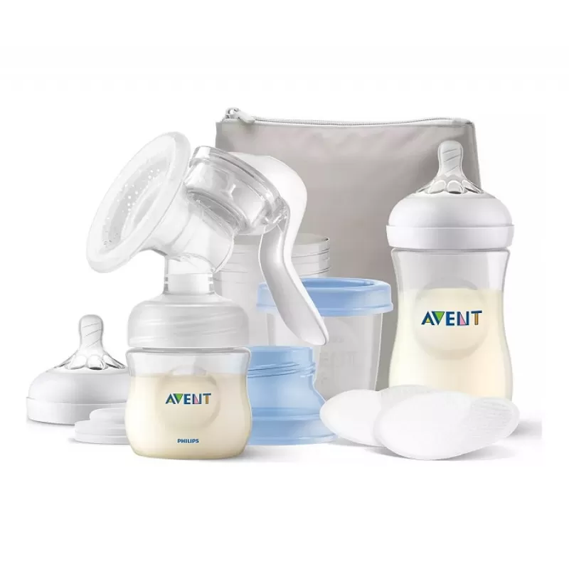 AVENT MANUELNA PUMPICA, SET ZA IZMAZANJE NATURAL (flasice, tufer, via solja sa adapterom) 