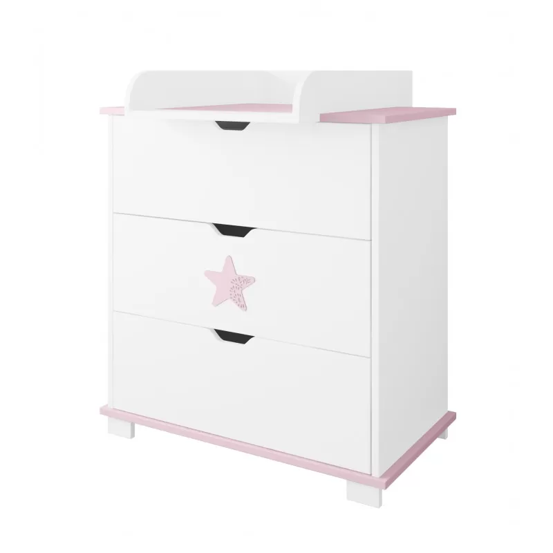 Komoda za bebe Star - Pink 