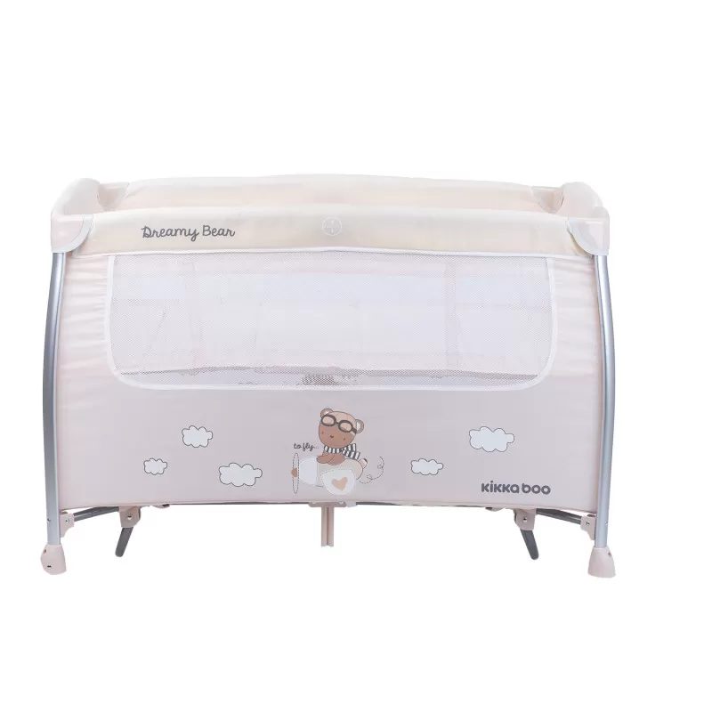 Prenosni krevetac Dreamy Bear sa funkcijom ljuljanja - 2 nivoa - bež 