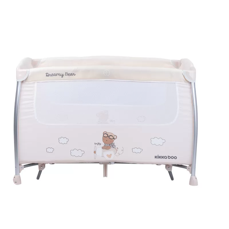 Prenosni krevetac Dreamy Bear sa funkcijom ljuljanja - 2 nivoa - bež 