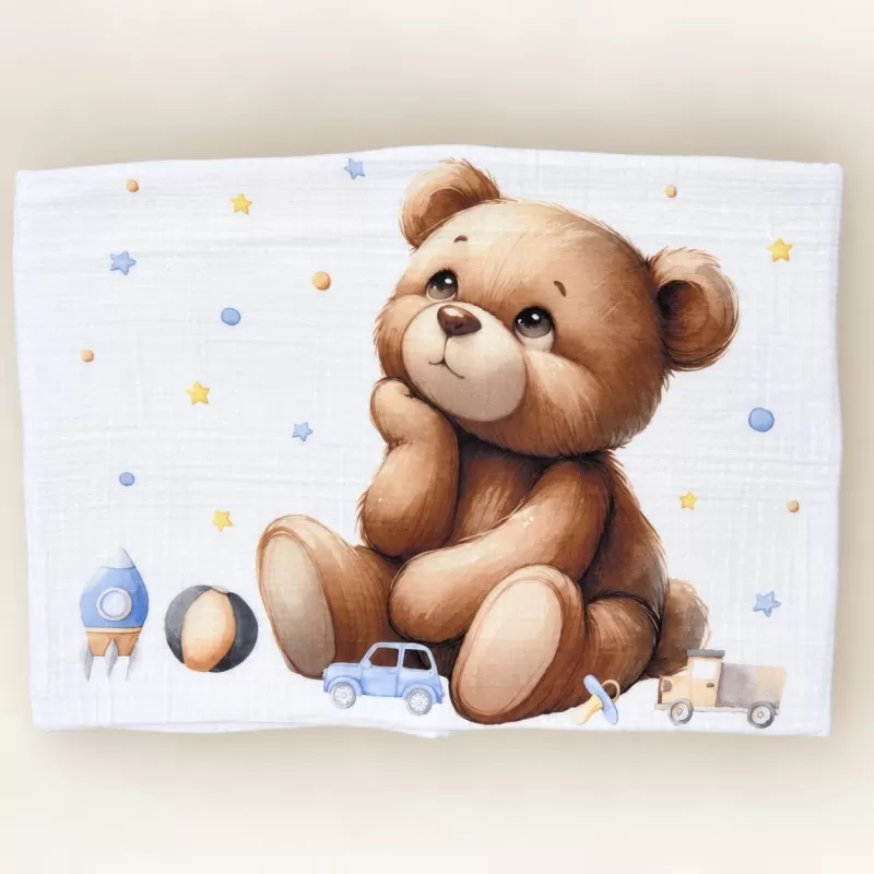 Muslin prekrivac Meda Plavi 120x120cm - cetvoroslojni 