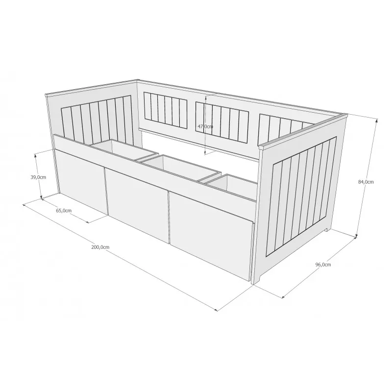 Krevet HOMNES 200x90cm sa fiokama 