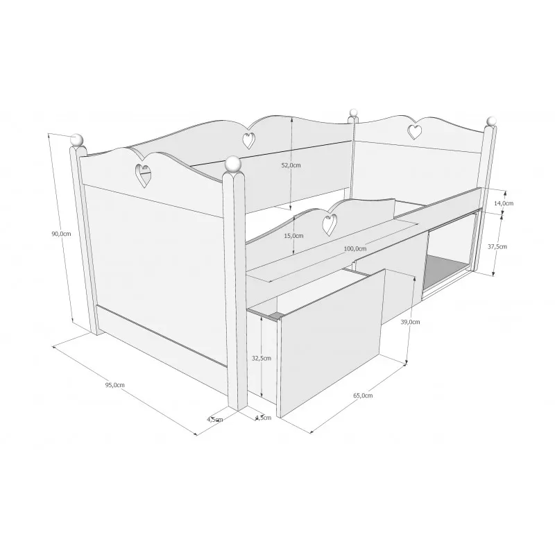 Krevet BELLA  200x90cm sa fiokama 