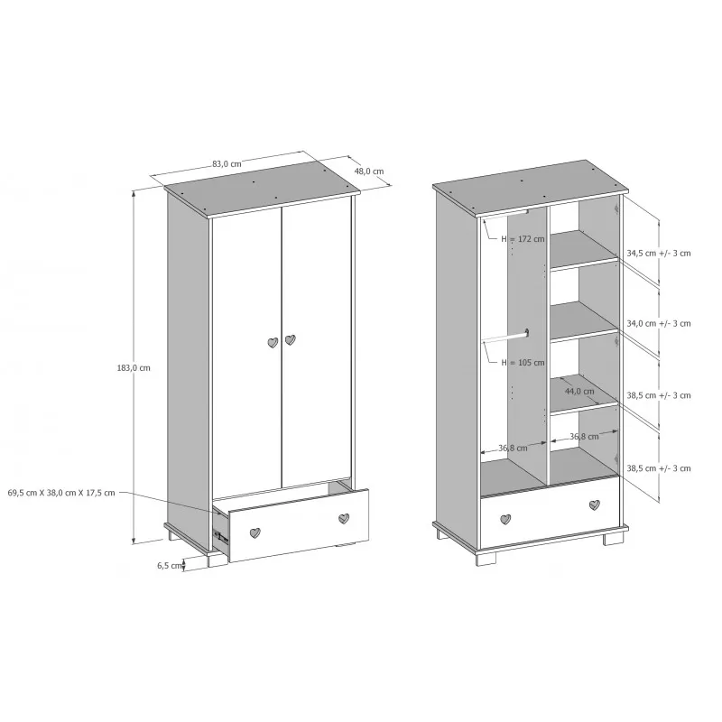 Garderober Srce – Oak 