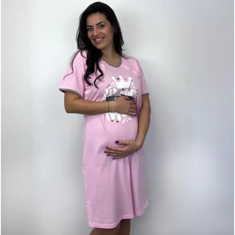 Spavaćica za trudnice Best Mom roza – M veličina 
