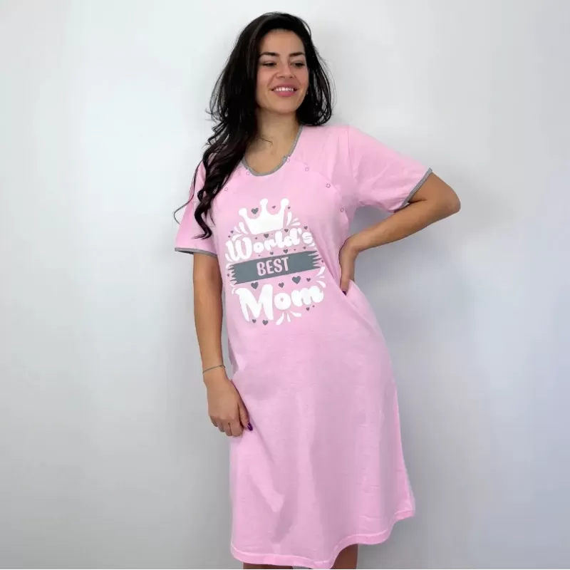 Spavaćica za trudnice Best Mom roza – XL veličina 