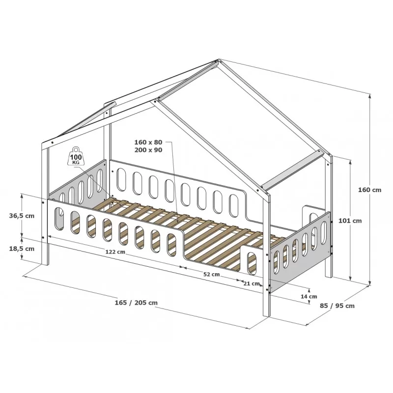 Krevet Leo 200x90cm sa krovom 