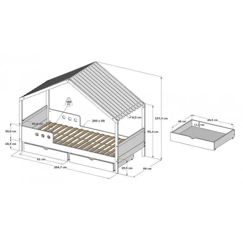 Krevet Bela Home 200x90cm sa krovom 